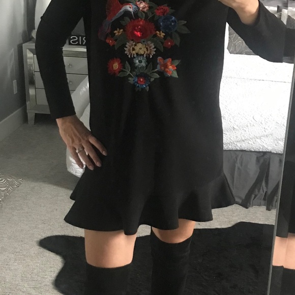 Zara embroidered black dress - Picture 2 of 3